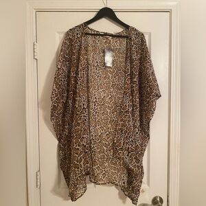 Shore Drive. Leopard Print Kimono. Embellished. One Size. NWT.